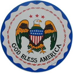 An American Eagle with Raindrops, Wavy Border and "God Bless America"