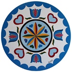 Rosette, trinity of tulips and hearts in the blues color scheme