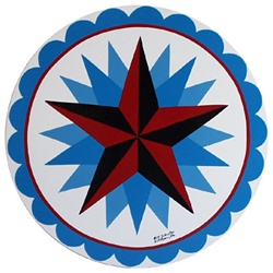 Red and Black Star, with secondary Blue Stars, with Circle