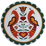 Two Large Distelfinks, Hearts and Trinity of Tulips in the Earthtones color scheme