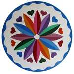 Colorful Twelve Point Rosette with Hearts