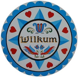 Star, Hearts, Two Doves, Trinity of Tulps in the Blues with "Wilkum"