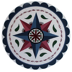 Two Four Pointed Stars with a Rosette, Raindrops and Circle